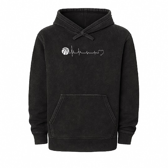 Heartbeat basketball love Mineral Wash Hoodies