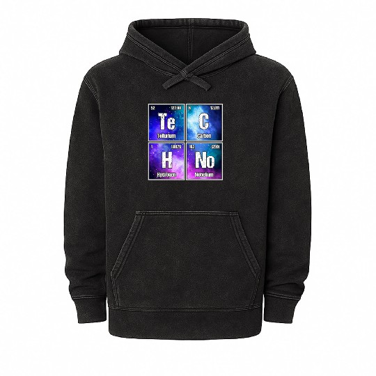 Techno Periodic Table – Perfect Rave & Festival Mineral Wash Hoodies