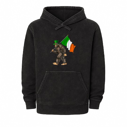St. Patrick's Day Bigfoot Ireland Flag Mineral Wash Hoodies