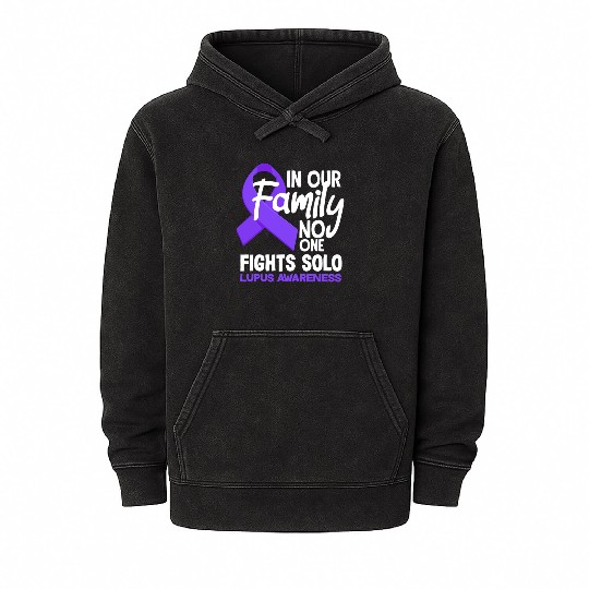 In Our Family No One Fights Solo Lupus Awareness Mineral Wash Hoodies