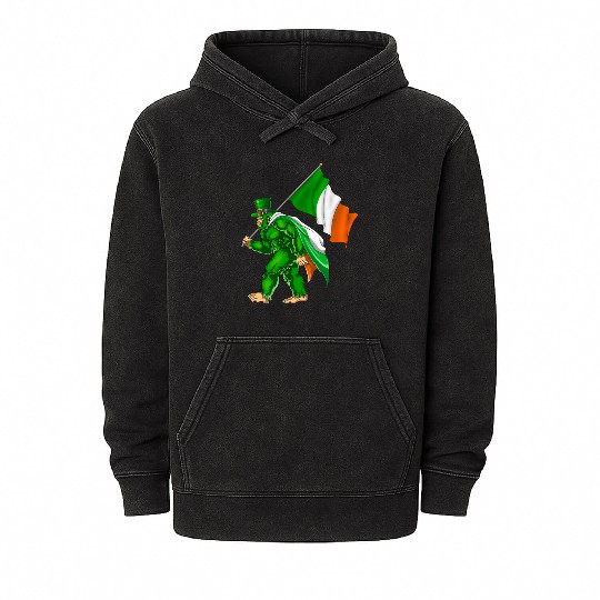St. Patrick's Day Bigfoot Ireland Flag Mineral Wash Hoodies