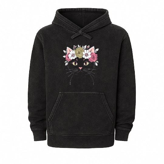 Royal Cat with a Rose Crown Mineral Wash Hoodies