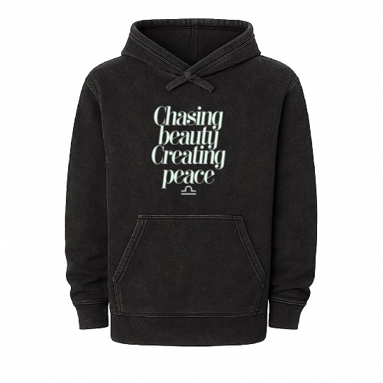Chasing Beauty Creating Peace Libra Zodiac Mineral Wash Hoodies