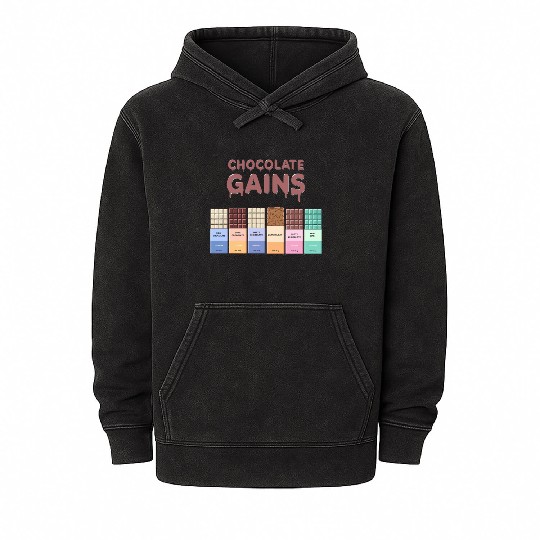 Chocolate Gains A sweet gift Mineral Wash Hoodies