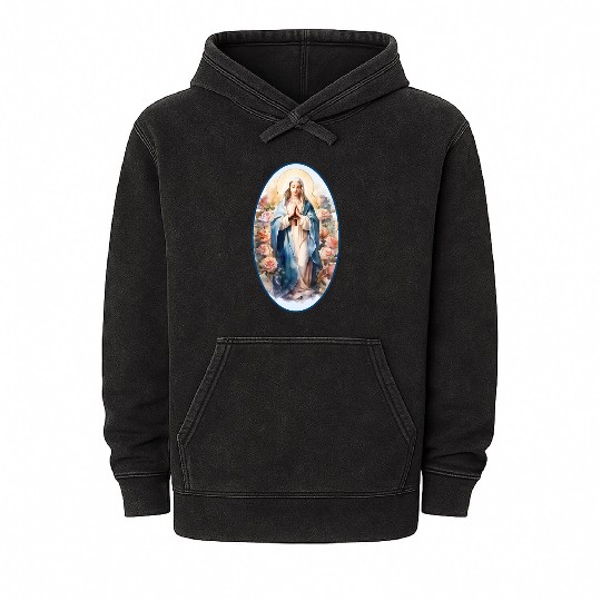 Blessed Mother Mary Knows Best Catholic Mineral Wash Hoodies