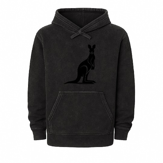 Wild Animal Silhouette With Typical Kangaroo Pose Mineral Wash Hoodies