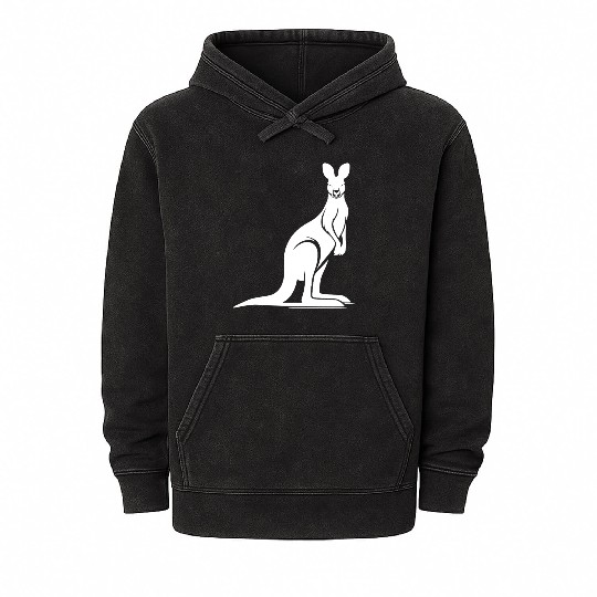 Wild Animal Silhouette With Typical Kangaroo Pose Mineral Wash Hoodies