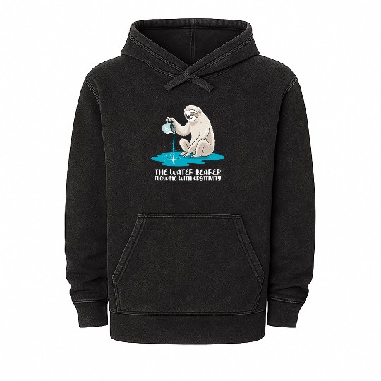 Aquarius Zodiac Sloth: The Water Bearer Flowing Mineral Wash Hoodies