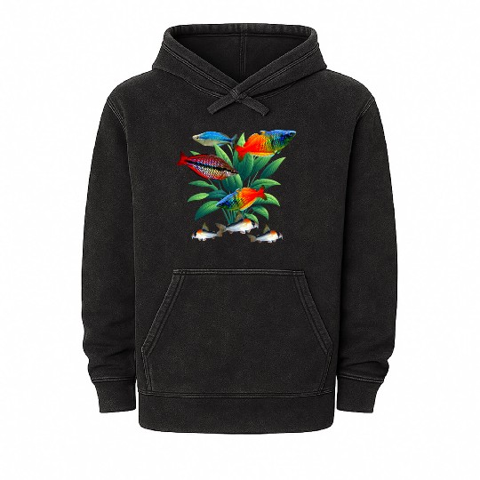 Rainbowfish Corydoras catfish Aquarium Fish Tank Mineral Wash Hoodies