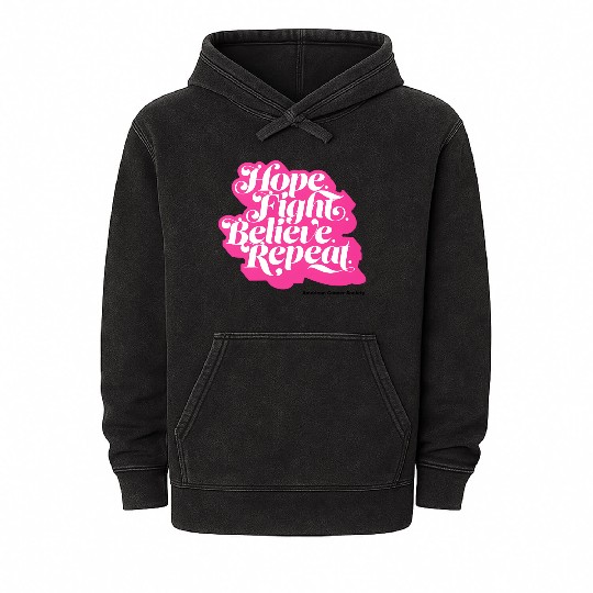 Hope Fight Believe Repeat American Cancer Society Mineral Wash Hoodies