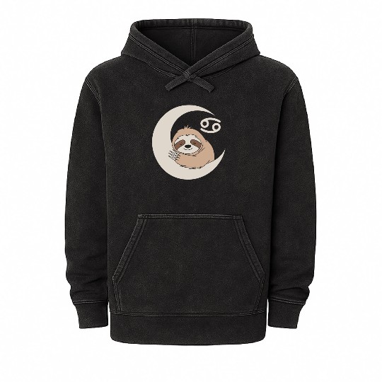 Cancer Zodiac Sloth Embrace the Calmness Mineral Wash Hoodies