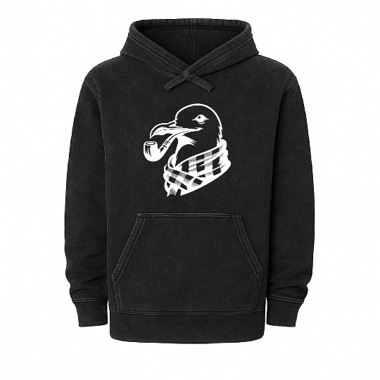 Pipe-diving Seafarer Seagull As A Coastal Motif Mineral Wash Hoodies
