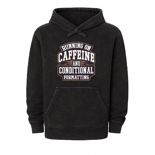Running on Caffeine for IT Tech and Data Analyst Mineral Wash Hoodies