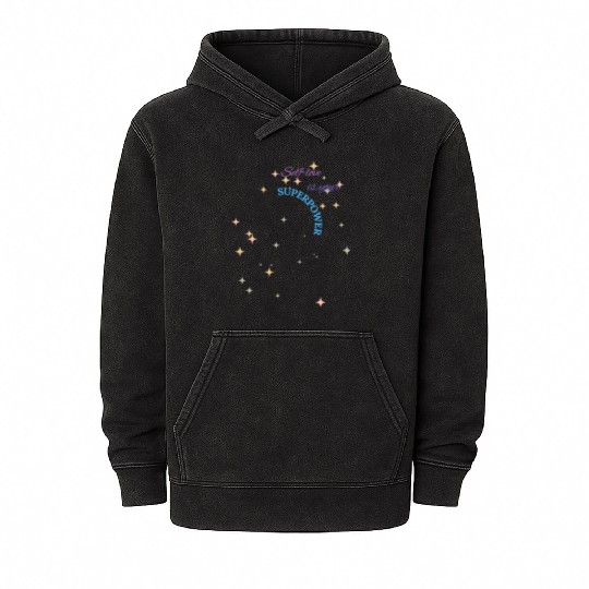 Self-Love Superpower: Butterfly & Floral Art Mineral Wash Hoodies