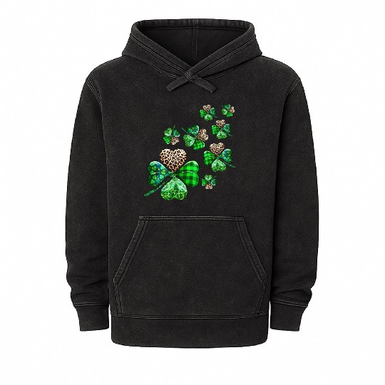 St. Patrick's Day Shamrock Irish Leopard Mineral Wash Hoodies