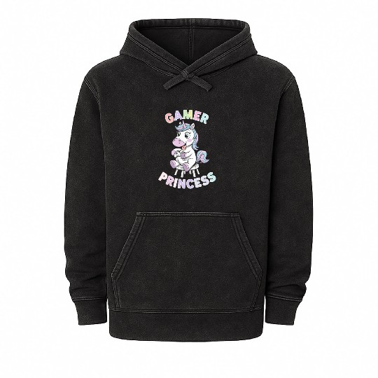 Gamer Princess Unicorn Magic for Gaming Mineral Wash Hoodies