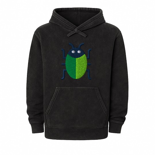 Green bug embroidered Mineral Wash Hoodies