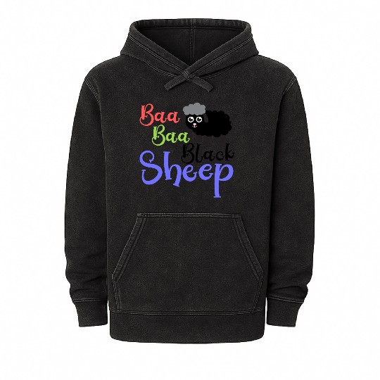 Baa Baa Black Sheep – Whimsical Nursery Rhyme Art Mineral Wash Hoodies