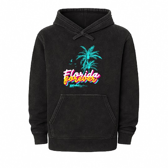 Florida Forever – Neon Palm Paradise Mineral Wash Hoodies