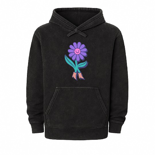 Walking Flower – Playful Bloom Character Mineral Wash Hoodies