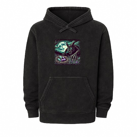 Creepy Werewolf Easter Bunny Nightmare Mineral Wash Hoodies