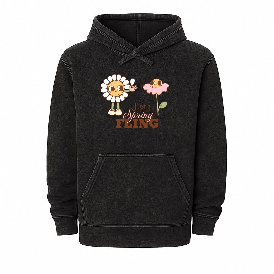 Cute Spring Fling Design Mineral Wash Hoodies