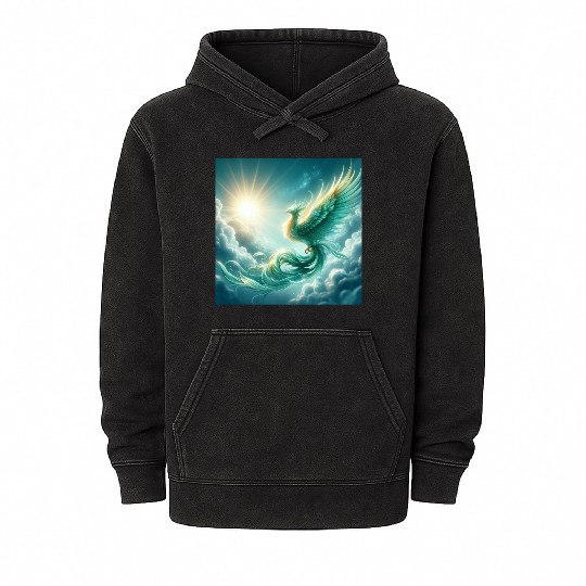 Green & Gold Rising Phoenix Mineral Wash Hoodies