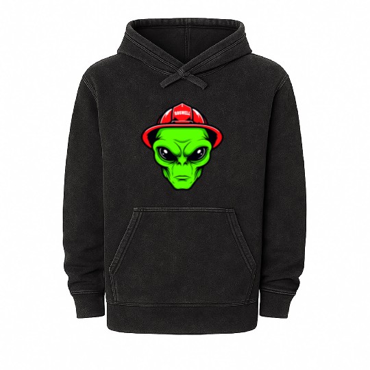 Grey Alien Fireman Mineral Wash Hoodies