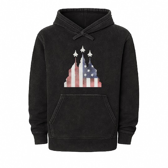 Patriotic Flyby F-22 Raptor Mineral Wash Hoodies