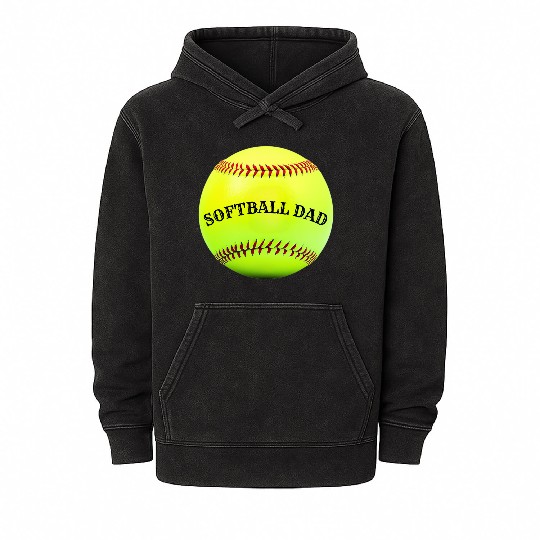 Softball Dad Mineral Wash Hoodies