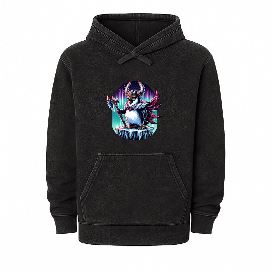 Viking Penguin Warrior Under Northern Lights Mineral Wash Hoodies