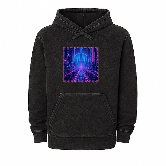 Cyberpunk Dreamscape Mineral Wash Hoodies