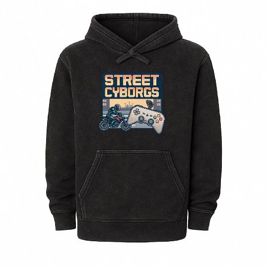 Street Cyborgs - Retro Video Game Mineral Wash Hoodies