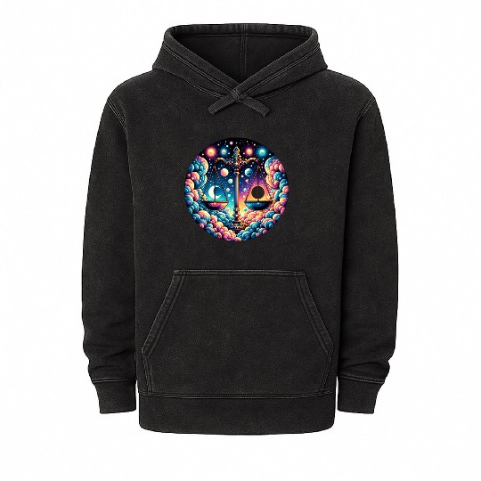 Libra - Celestial Scales of Balance Mineral Wash Hoodies