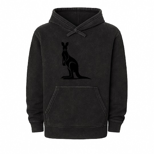 Marsupials Of The Wild Kangaroo Silhouette Mineral Wash Hoodies