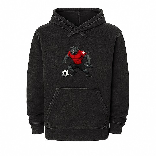 Wolf footballer Mineral Wash Hoodies