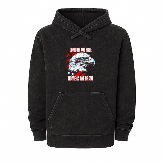 Land of the Free - Home of the Brave American Mineral Wash Hoodies