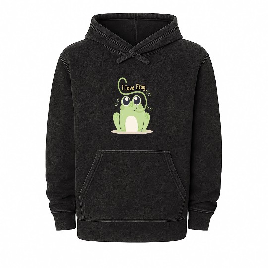 i love frog Mineral Wash Hoodies