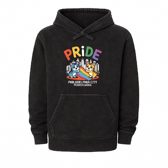 Pride Month Philadelphia City Pennsylvania USA Rai Mineral Wash Hoodies