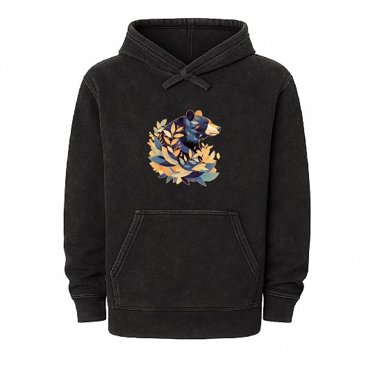 Abstract Bear Nature Fusion Mineral Wash Hoodies