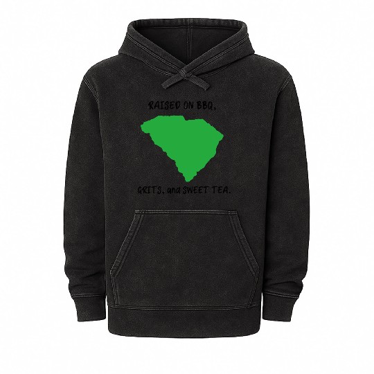 Raised On BBQ, Grits, and Sweet Tea South Carolina Mineral Wash Hoodies