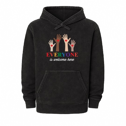Everyone Is Welcome Here Idaho Teacher Mineral Wash Hoodies