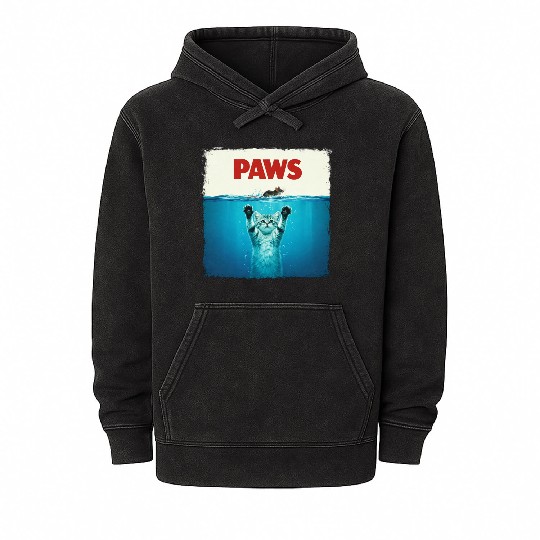 Paws Kitten Meow Parody Funny Cat Lover Mineral Wash Hoodies