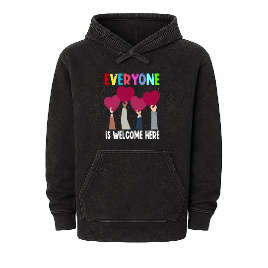 Everyone Is Welcome Here Idaho Teacher Mineral Wash Hoodies
