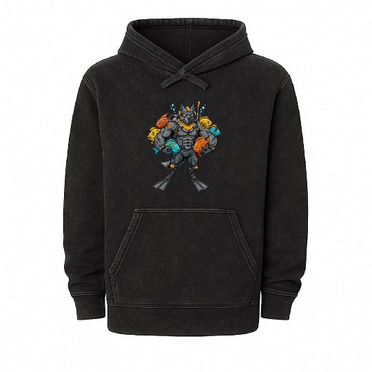 Wolf Diver Mineral Wash Hoodies