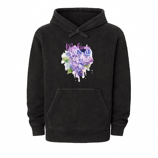 Mackinac Island Michigan Lilacs Lilac Festival Sta Mineral Wash Hoodies