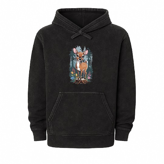 Cute baby deer in the forest 2 Mineral Wash Hoodies