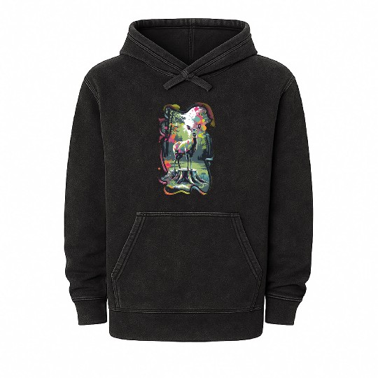 Deer in the forest 8 Mineral Wash Hoodies