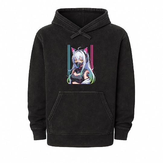 Futuristic Cyberpunk Girl Mineral Wash Hoodies