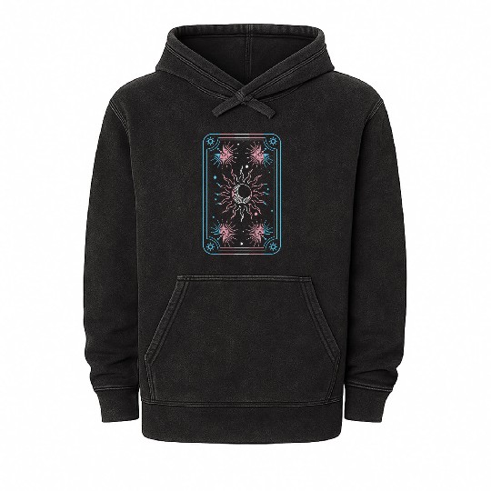 Mystical Transgender Tarot Card with Sun and Moon Mineral Wash Hoodies